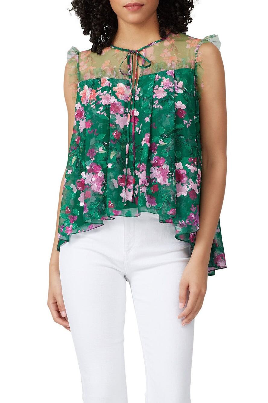 Marchesa Notte - Floral Chiffon Top - Size 4